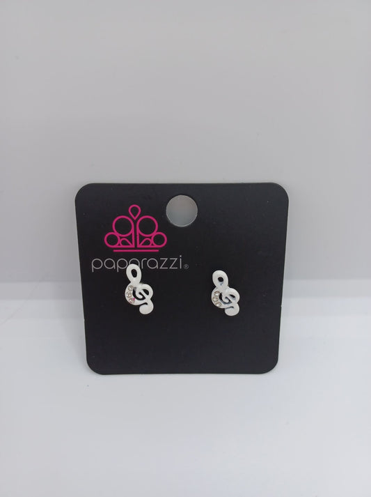 White Music Note w/ Rhinestone Accents