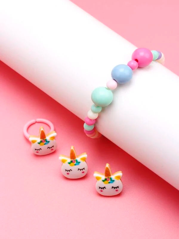 Unicorn Bracelet, Earrings, & Ring Set