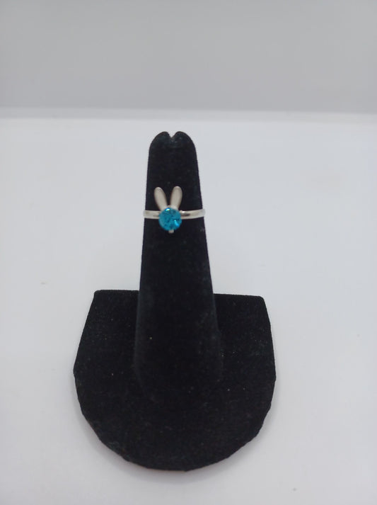 Bunny Rabbit Ring w/ Blue Rhinestone