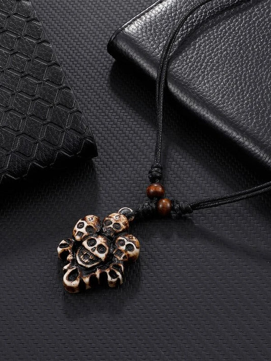 Adjustable Necklace w/ Wooden Skeleton Charm