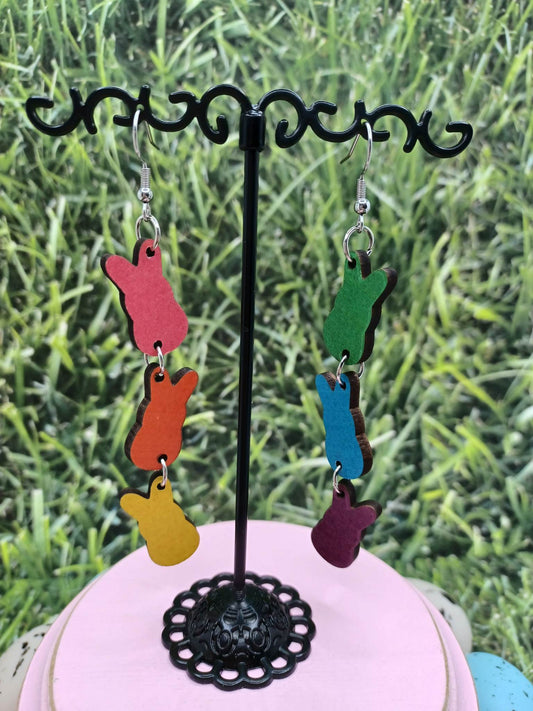 Wooden Easter Bunny Earrings