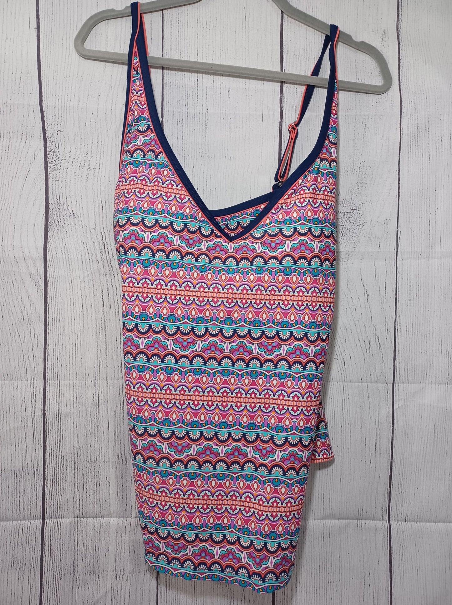 Blue & Patterned Tankini Bathing Suit w/ Shorts - Size 22W
