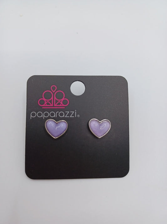 Purple Acrylic Heart Earrings