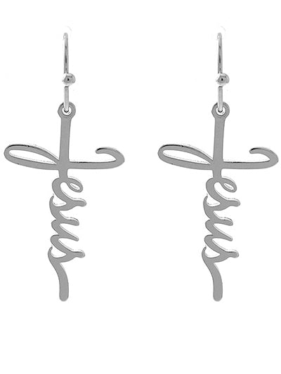 Silver Jesus Earrings