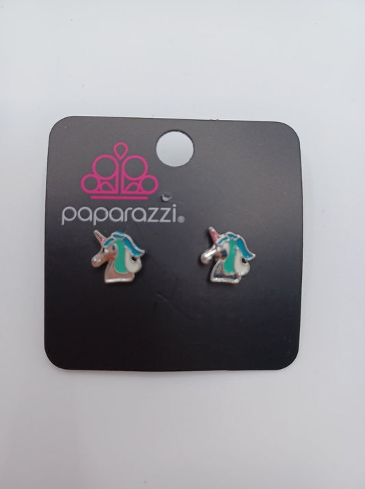 Blue, White, & Teal Unicorn Earrings