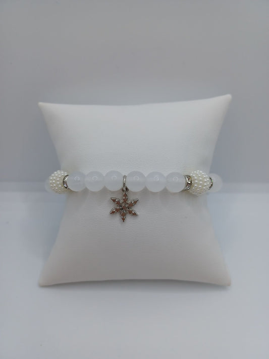 White Bracelet w/ Snowflake Charm