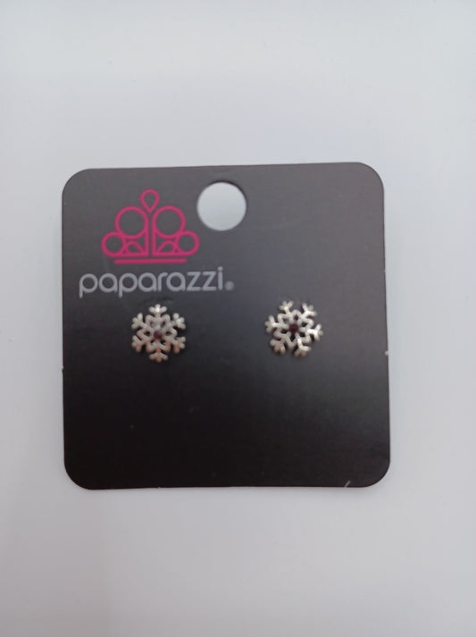 Snowflake Earrings w/ Red Rhinestone
