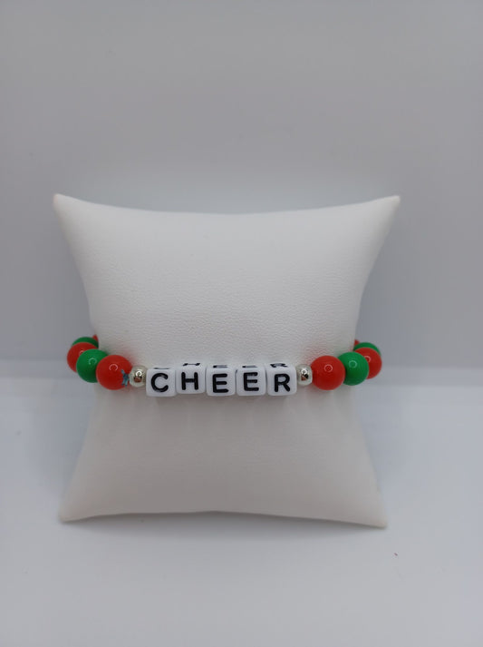Red & Green Beaded Cheer Bracelet