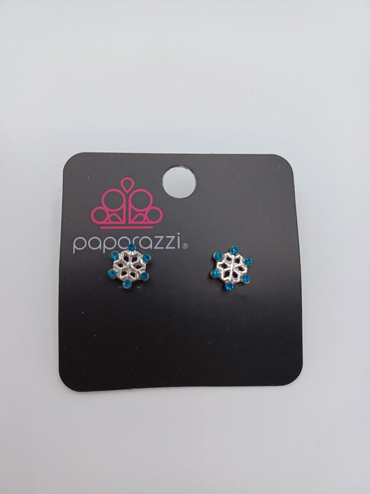 Snowflake Earrings w/ Blue Rhinestones