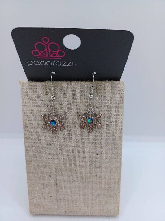 Snowflake Earrings w/ Darker Blue Rhinestone