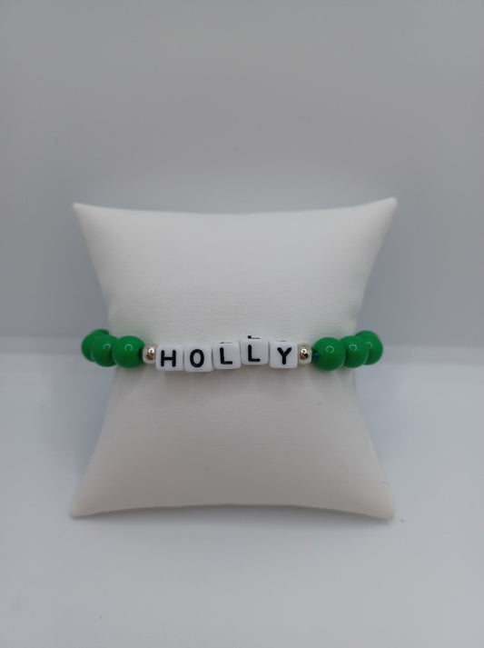 Green Beaded Holly Bracelet