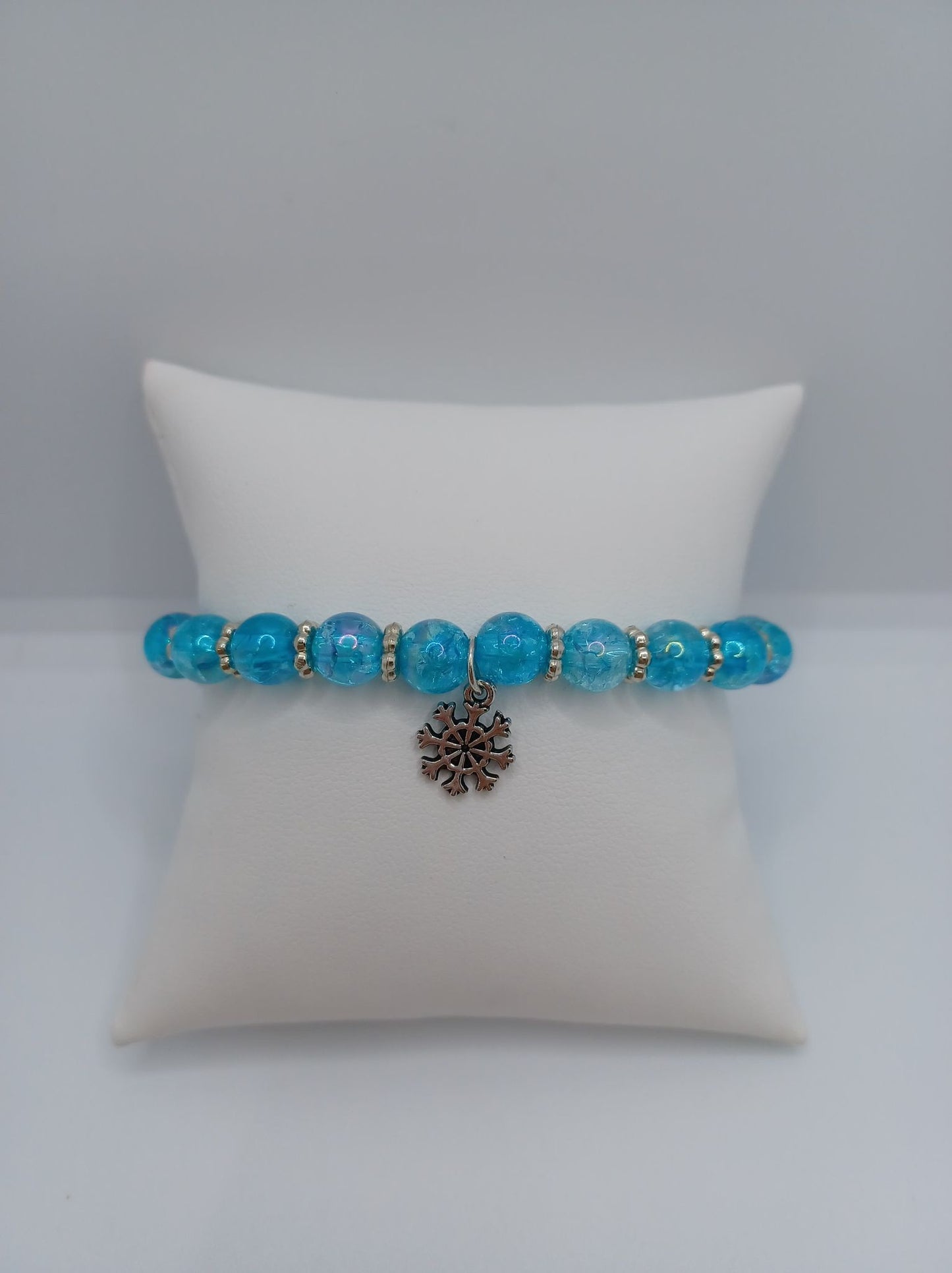 Blue Iridescent Bracelet w/ Snowflake Charm