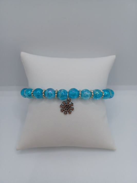 Blue Iridescent Bracelet w/ Snowflake Charm