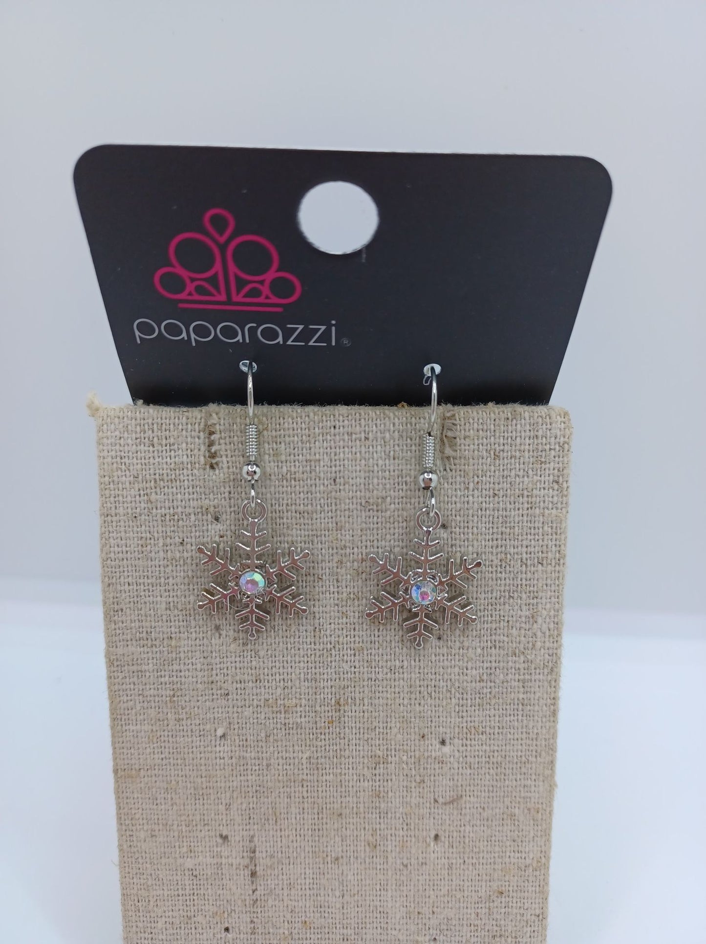 Snowflake Earrings w/ Iridescent Rhinestones