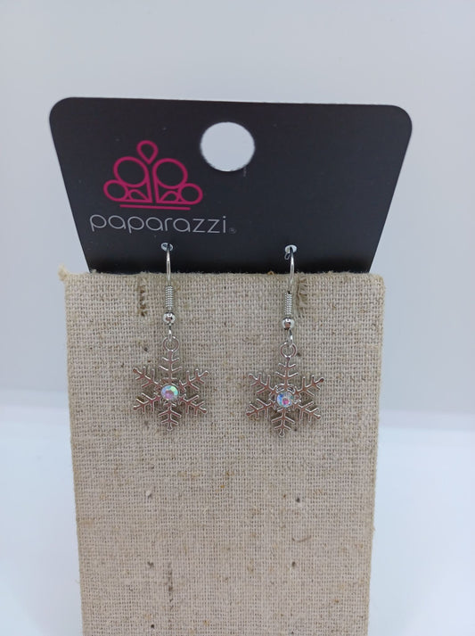 Snowflake Earrings w/ Iridescent Rhinestones