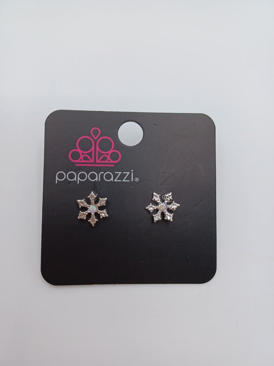Snowflake Earrings w/ Iridescent Rhinestones