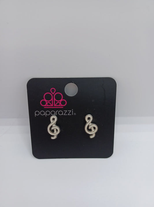 White Music Note Earrings