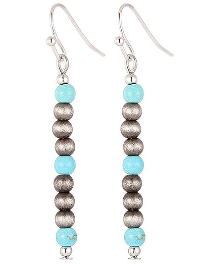 Silver and Turquoise Beaded Earrings