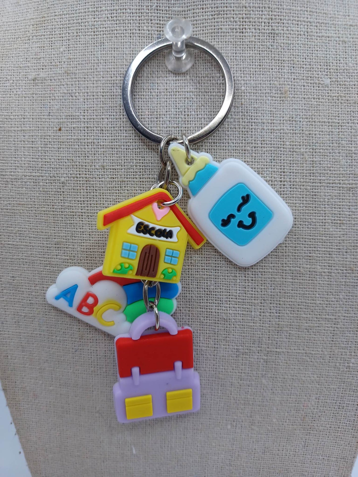 Teacher Keychain w/ School house, Glue, & ABC