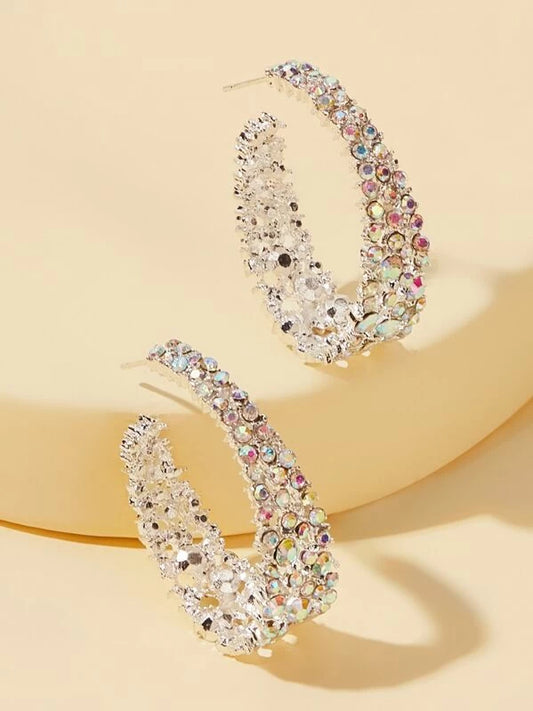 Mermaid Rhinestone J Style Hoops