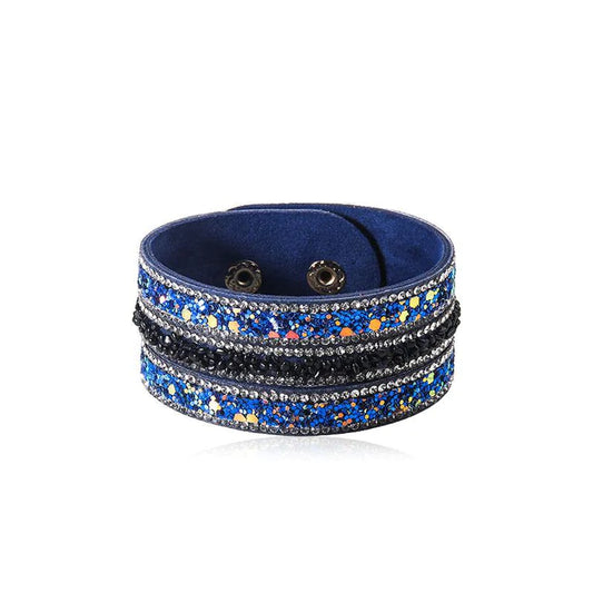 Blue Snap Style Bracelet w/ Black Beading