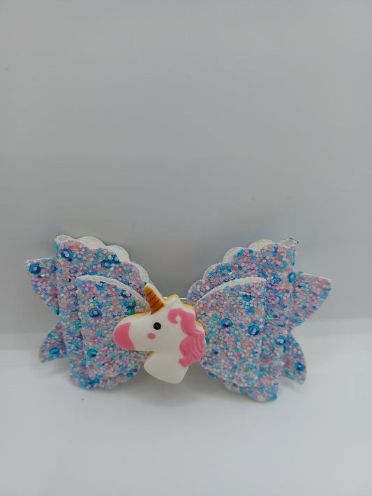 Purple Glitter Hair Accessory w/ Pink Unicorn