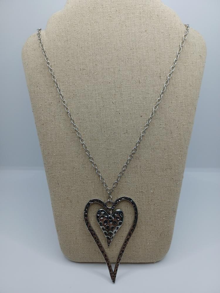 Silver Textured Heart Necklace