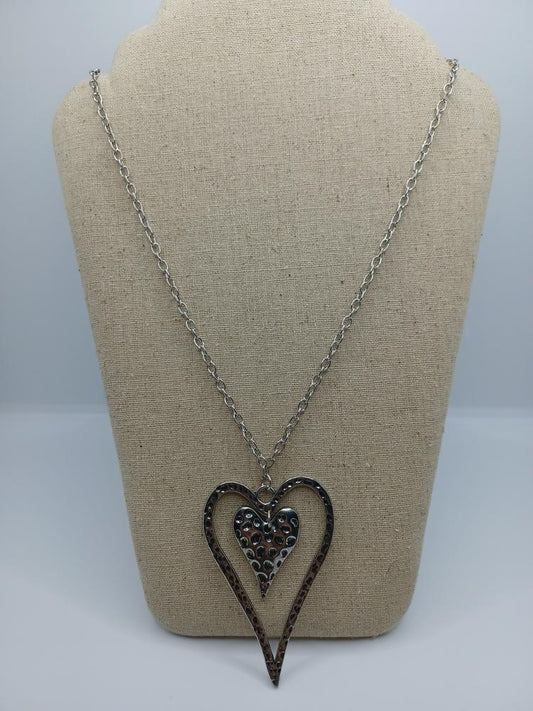 Silver Textured Heart Necklace