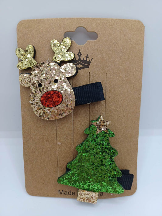 Reindeer & Christmas Tree Hair Accessory Set