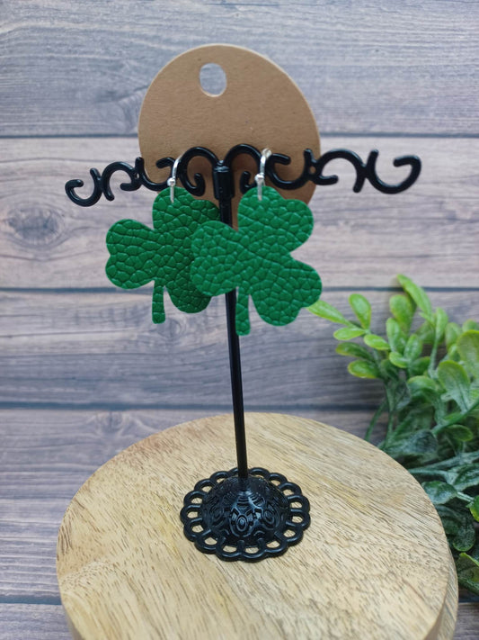 Medium Green Mini Shamrock Shaped Earrings
