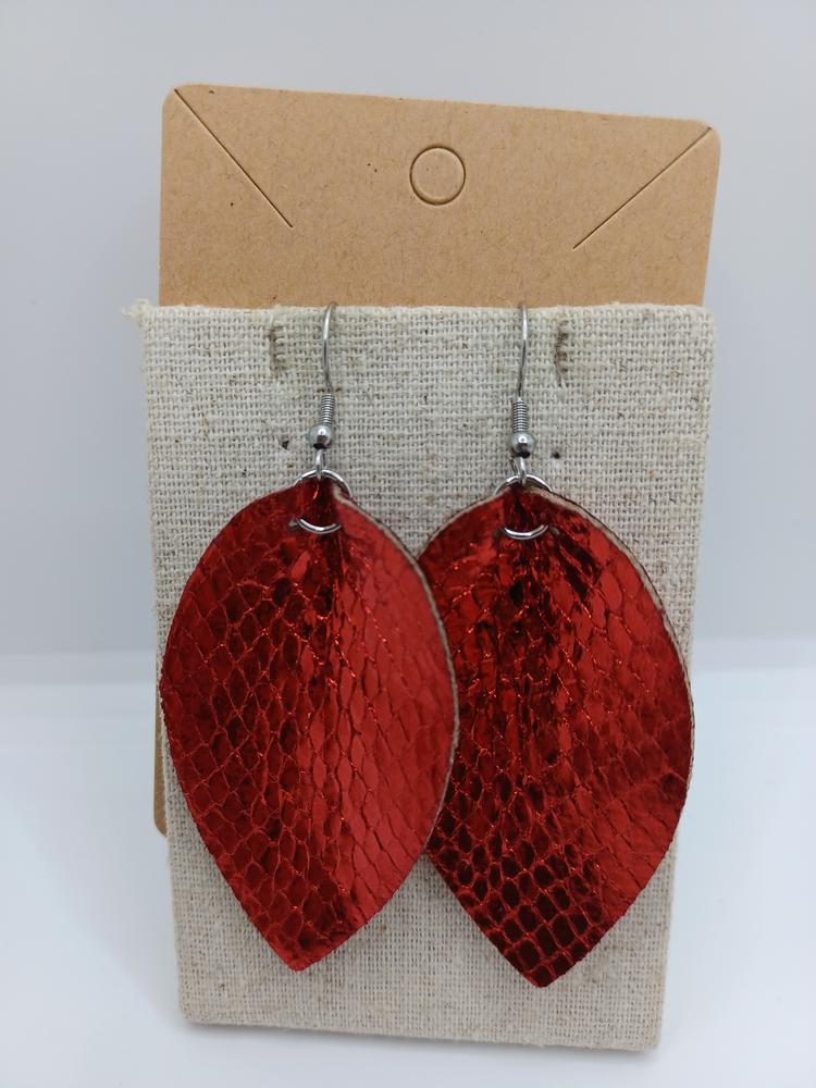 Leather Style Reverse Teardrop Earrings