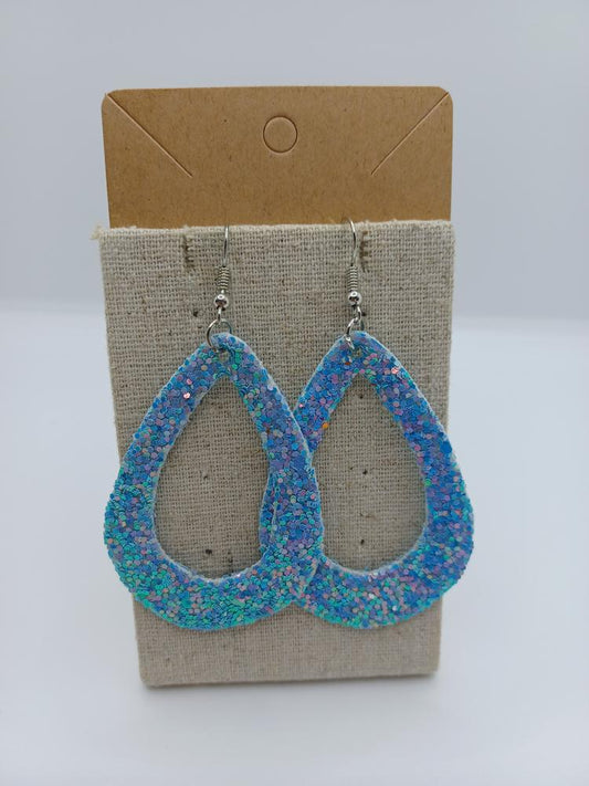 Blue Glitter Earrings