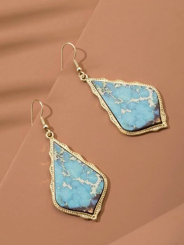 Geometric Earrings with Marble Design
