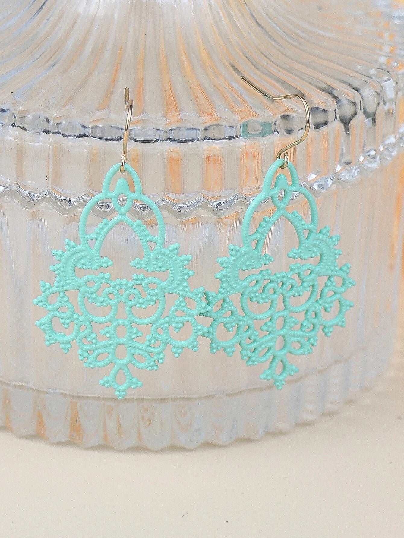 Teal Whimsical Design Earrings