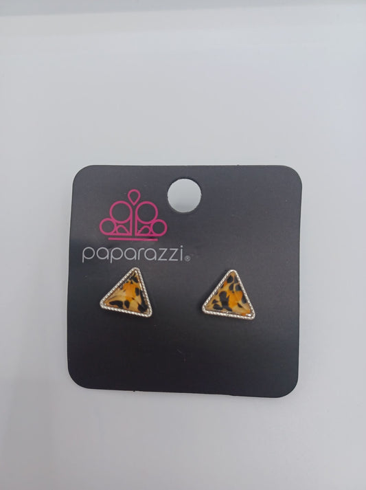 Triangle Shaped Leopard Faceted Cut Earrings