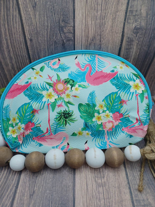 Light Blue Flamingo Zipper Bag