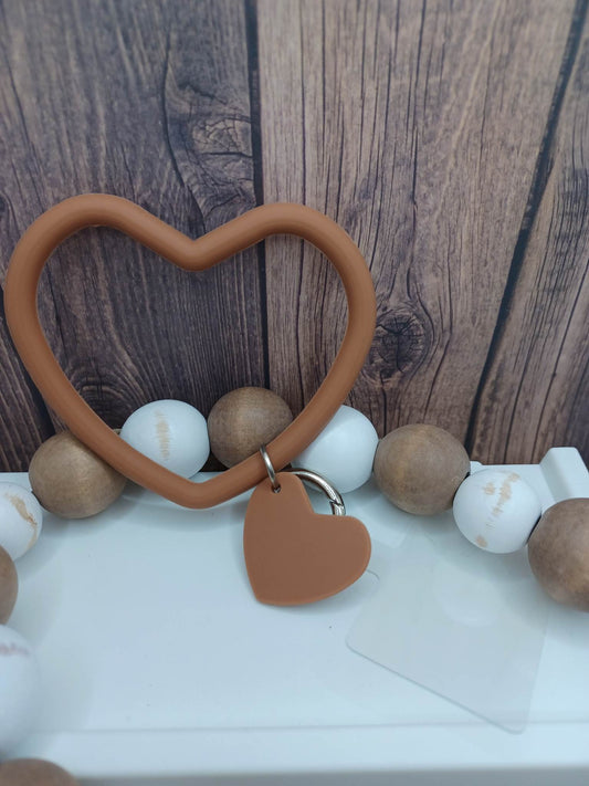 Brown Heart Phone Accessory Wristlet