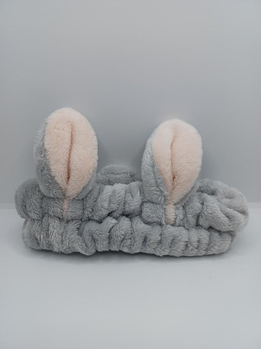 Grey Bunny Rabbit Ear Spa Headband
