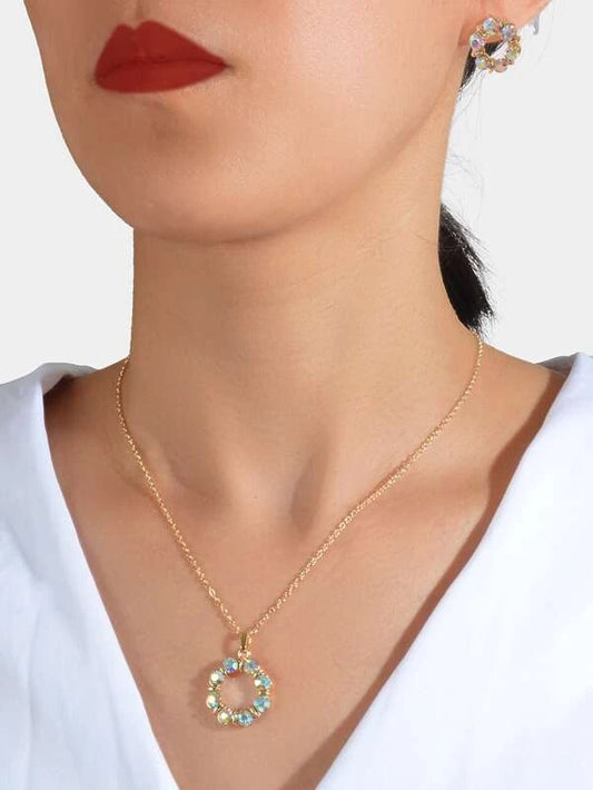 Wreath Circular Style Necklace set with Mermaid Rhinestones