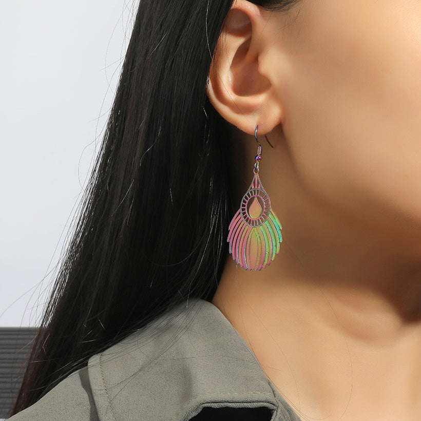 Oil Spill Peacock Style Earrings