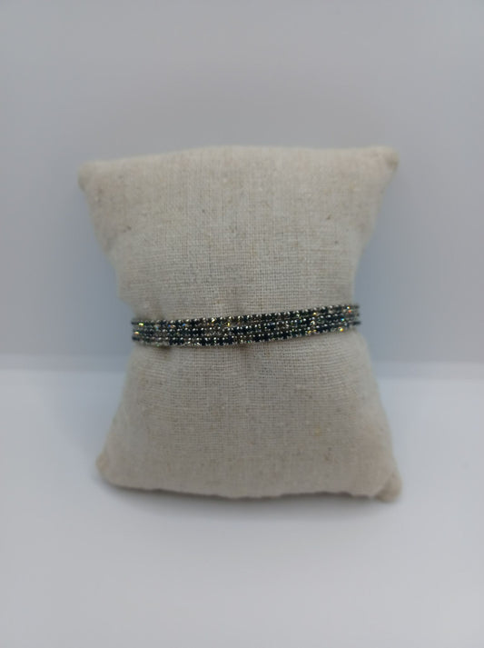 Gunmetal Rhinestone Bracelet Set