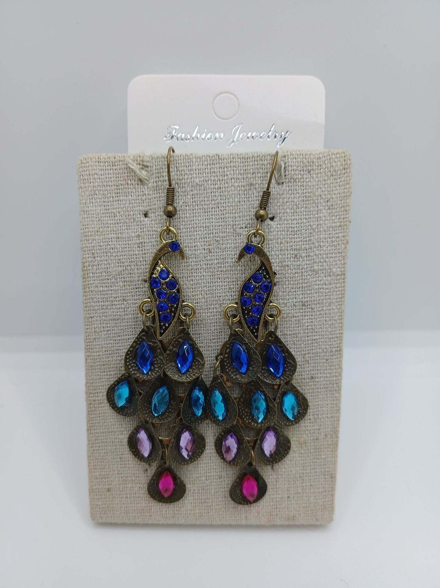 Multicolored Peacock Earrings
