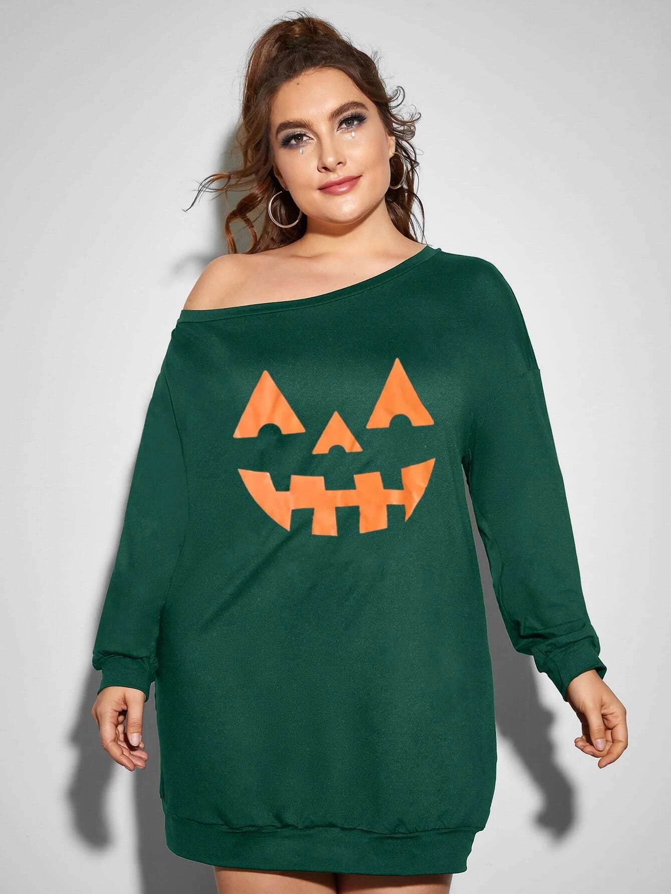 Green Jack O' Lantern Sweater Dress