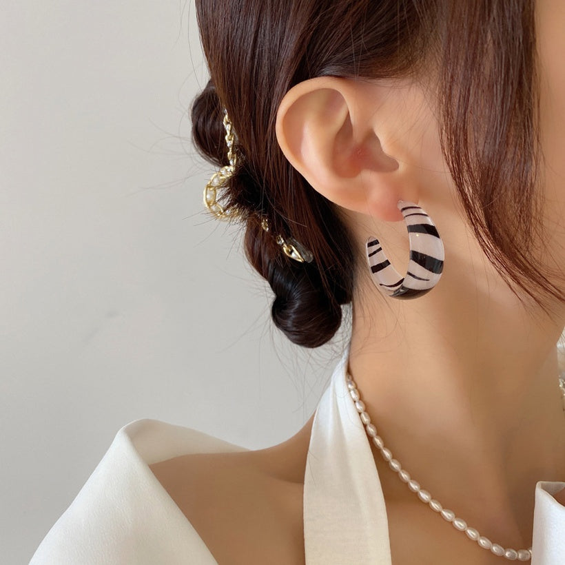 Zebra Acrylic Hoop Earrings