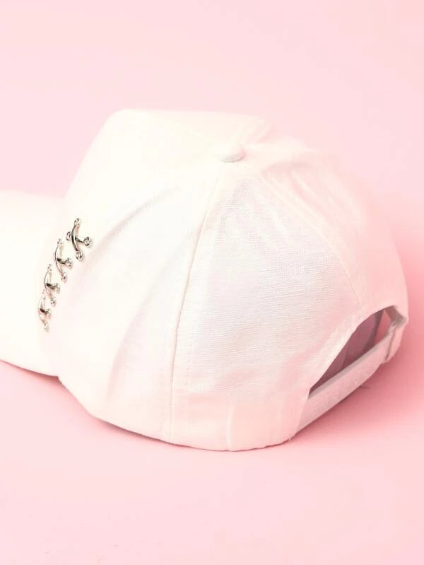 White Hat with Silver Embellishments