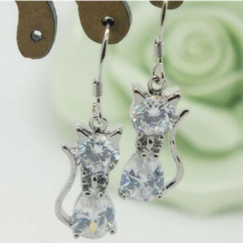 Cat w/ Rhinestones Earrings