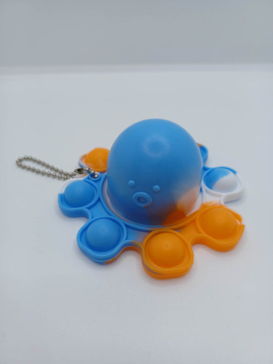 Blue w/ Orange & White Octopus Pop-it Keychain
