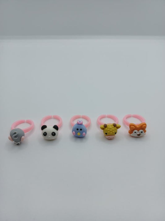 Animal Ring Set - Mouse, Panda, Bird, Giraffe, & Fox