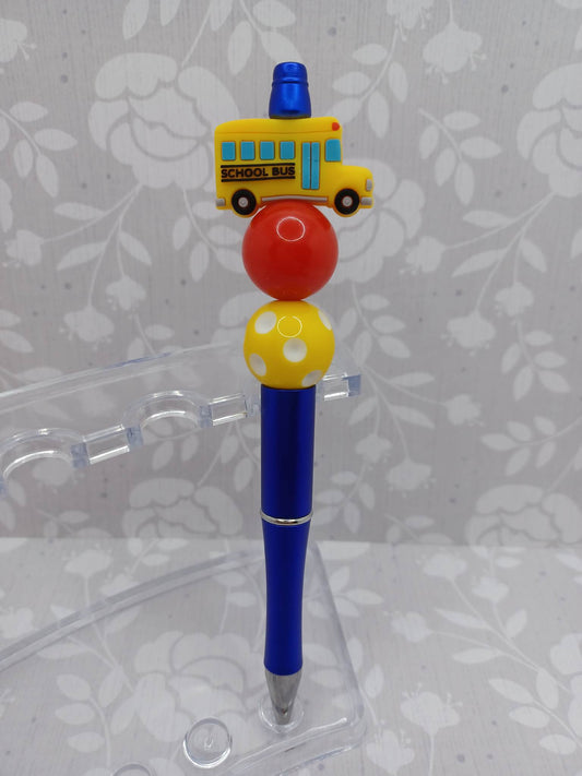 School Bus Beaded Ink Pen