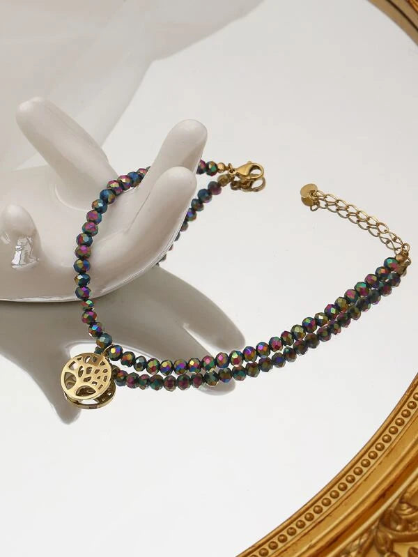 Oil Spill Beaded Tree of Life Bracelet/Anklet